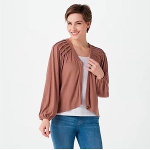 The Muses Lounge Textured Sweater Knit Cardigan with Blouson Sleeves Size L